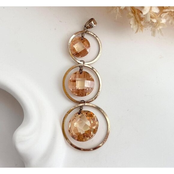 Jewelry - Vermeil Triple Citrine Chandelier Sterling Silver 925 Vintage Pendant | Charm